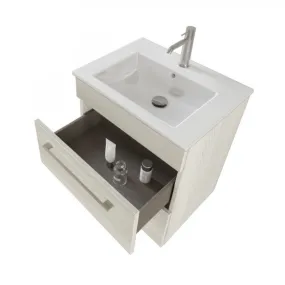 55 cm weißer Badezimmerschrank mit doppelter Facil-Schublade
