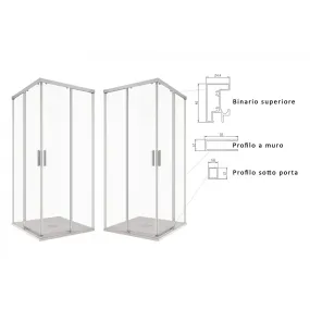 Box doccia angolare 2 lati scorrevole Satinato easy clean 6mm H195