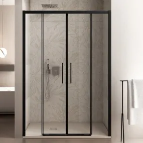 Duschtür mit doppelter Glasschiebetür 6 mm schwarze LAGO-Profile