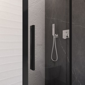 Porta doccia a doppia porta scorrevole cristallo 6mm profili neri LAGO