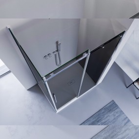 Box doccia porta scorrevole vetri anticalcare fumè 8mm con chiusura magetica