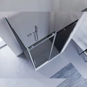 Cabine de douche avec porte coulissante, verre anticalcaire fumé de 8 mm avec fermeture magnétique