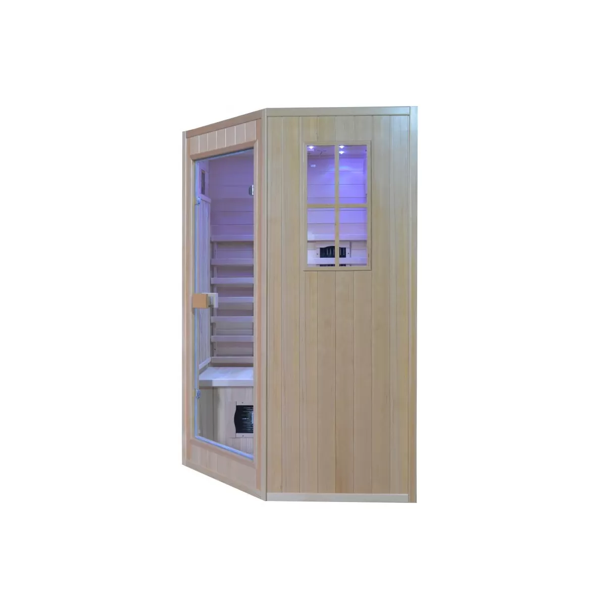 Sauna Combinata per 2 persone in Legno Hemlock 120x59x85 Angle