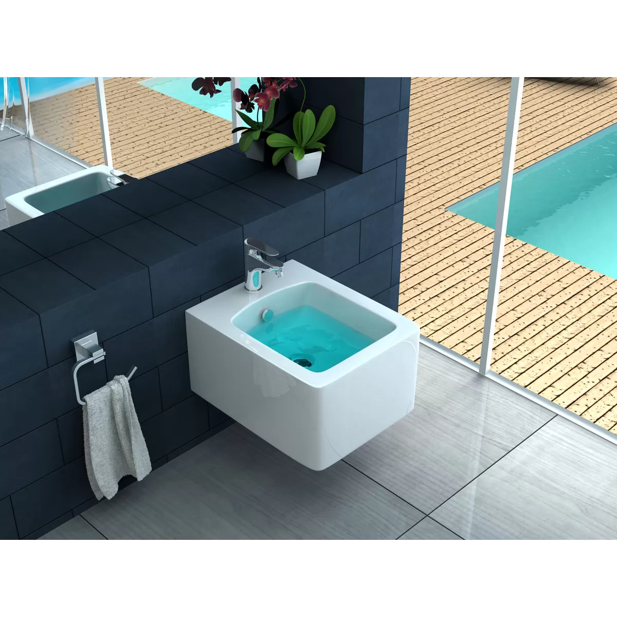 Bidet sospeso in ceramica bianca SKY Goccioline