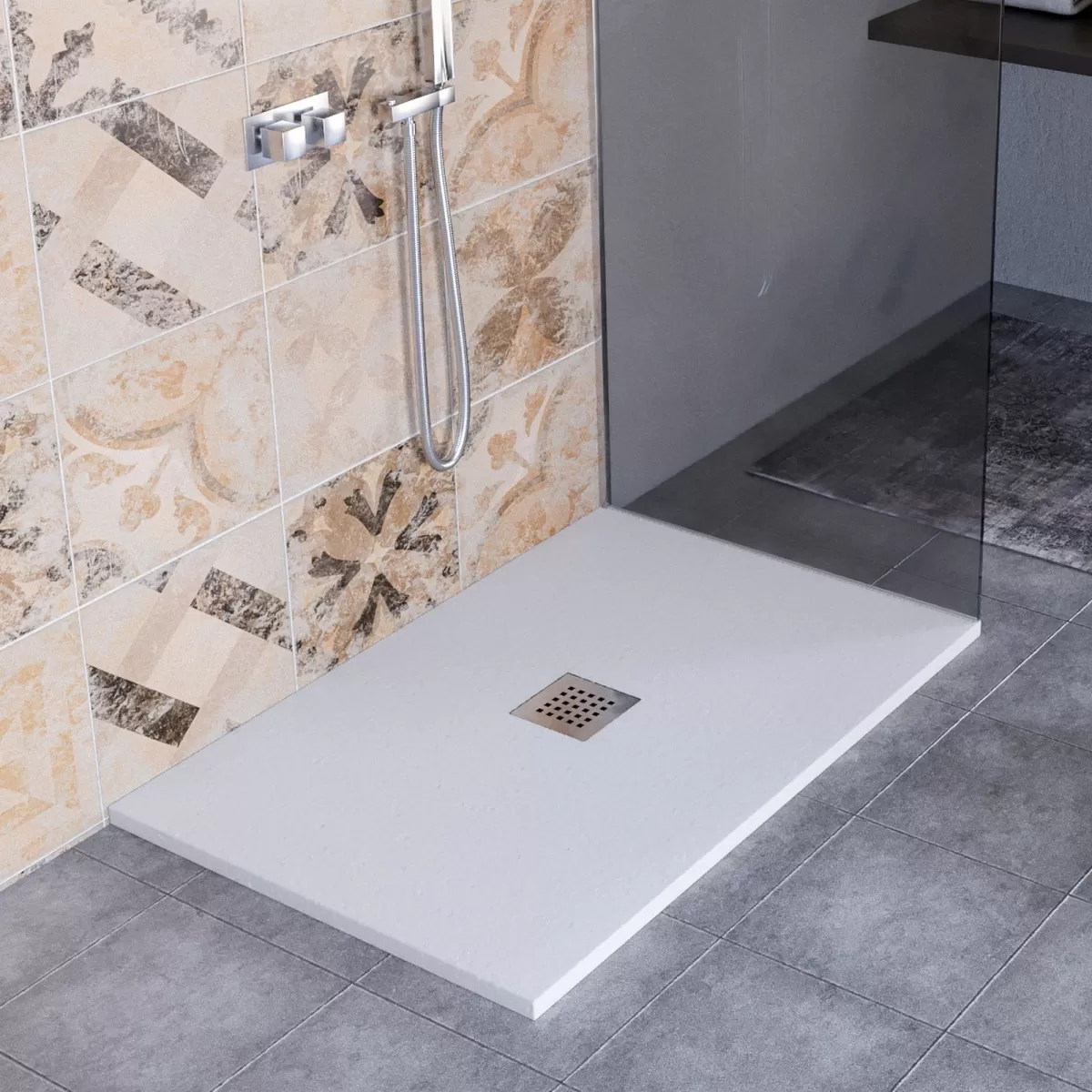 Receveur de douche en marbre minéral effet pierre fabriqué en Italie modèle de couleur grise Amalfi