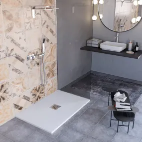 Receveur de douche en marbre minéral effet pierre fabriqué en Italie modèle de couleur grise Amalfi
