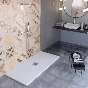 Receveur de douche en marbre minéral effet pierre fabriqué en Italie modèle de couleur grise Amalfi
