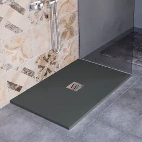 Piatto Doccia Mineralmarmo effetto pietra made in Italy scarico centrale colore Antracite modello Amalfi