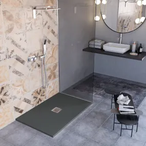 Piatto Doccia Mineralmarmo effetto pietra made in Italy scarico centrale colore Antracite modello Amalfi