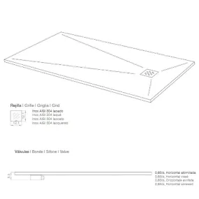 Piatto Doccia Resina finitura Ardesia Antracite con griglia inox NATURE