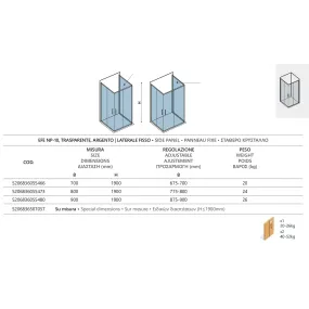Pannello Pannello Laterale Fisso Karag EFE NP-10 Trasparente Argento