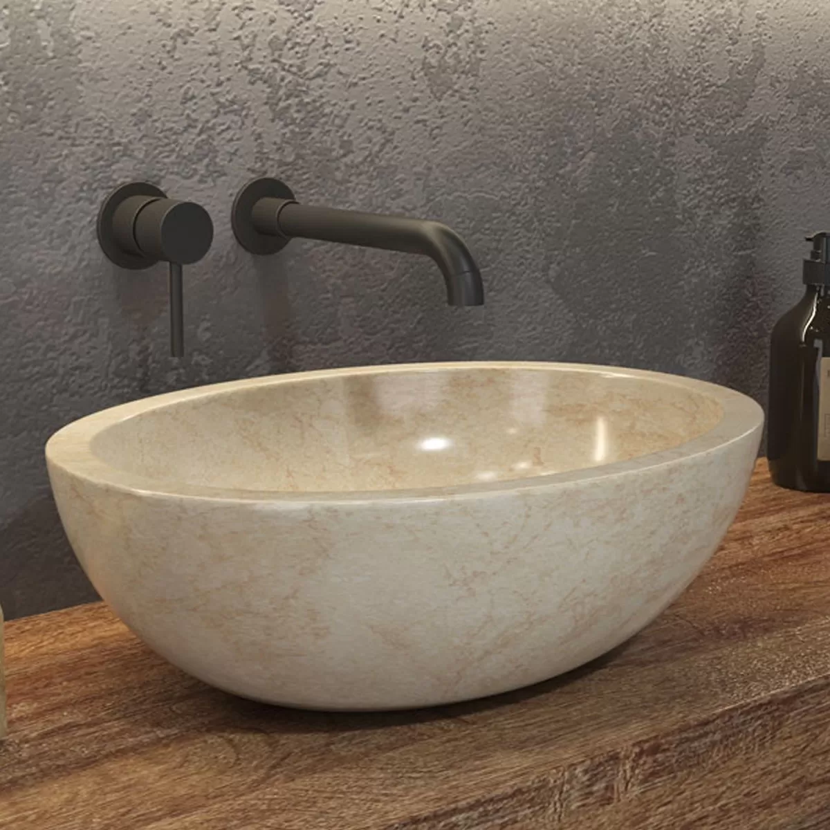 Lavabo à poser en marbre crème Leonor SOP