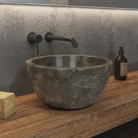 Lavabo à poser en marbre crème Leyla SBP de couleur grise