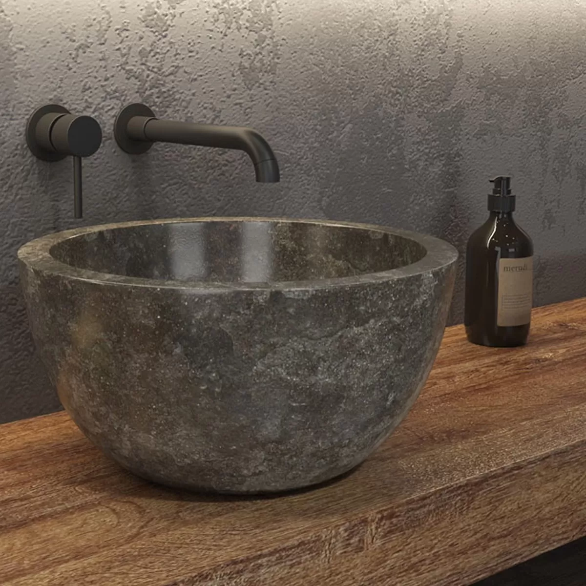 Lavabo à poser en marbre crème Leyla SBP de couleur grise