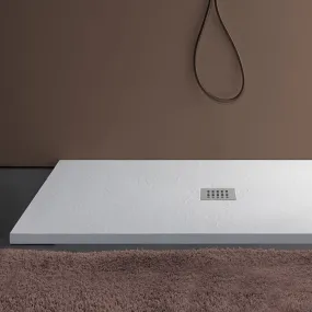 Receveur de douche en pierre de marbre minéral blanc avec évacuation centrale fabriqué en Italie
