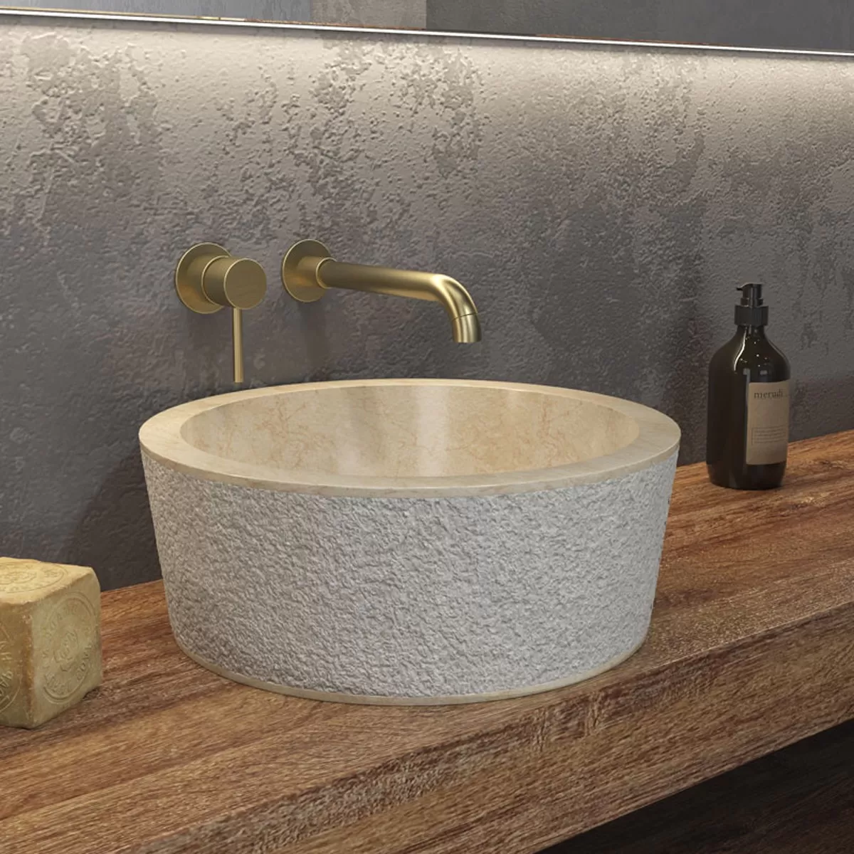 Lavabo à poser en marbre crème Timur SLH
