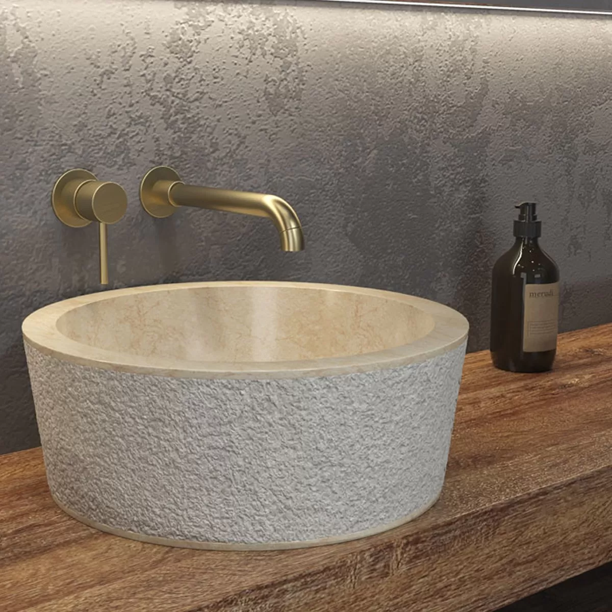 Lavabo à poser en marbre crème Timur SLH