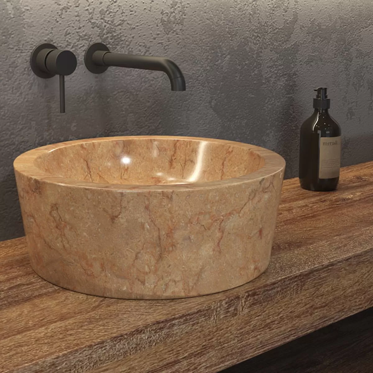 Lavabo à poser en marbre crème rouge Timur SLH