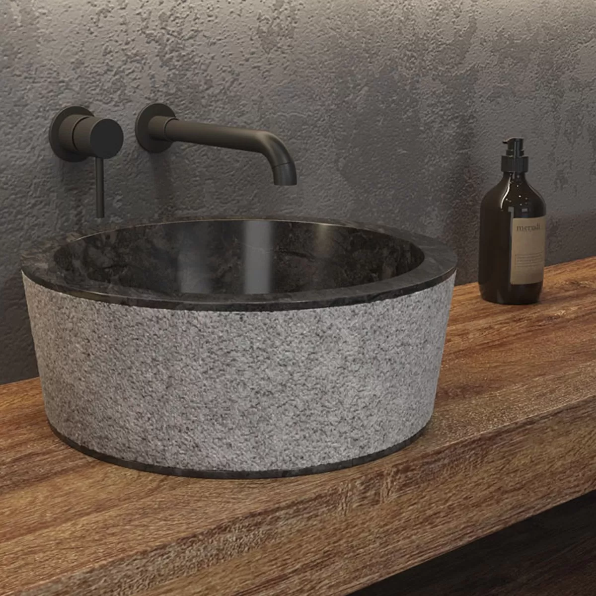 Lavabo à poser en marbre noir Timur SLH