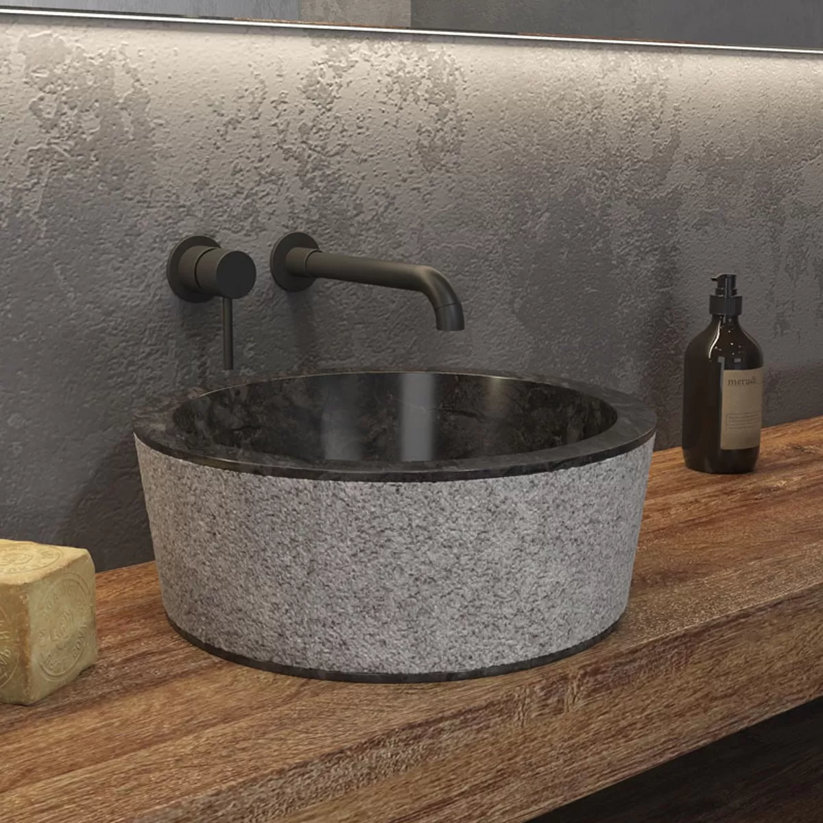 Lavabo da Appoggio in Marmo Karag Timur SLH Nero