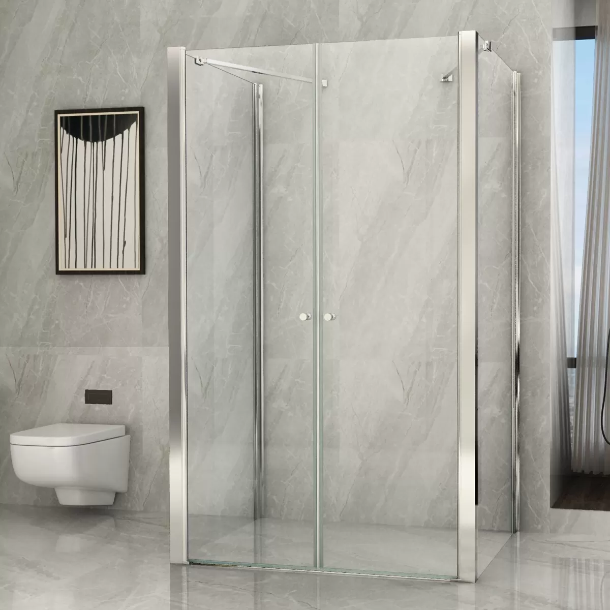 Box Doccia 3 lati Saloon apertura interna esterna Trasparente 8mm H195