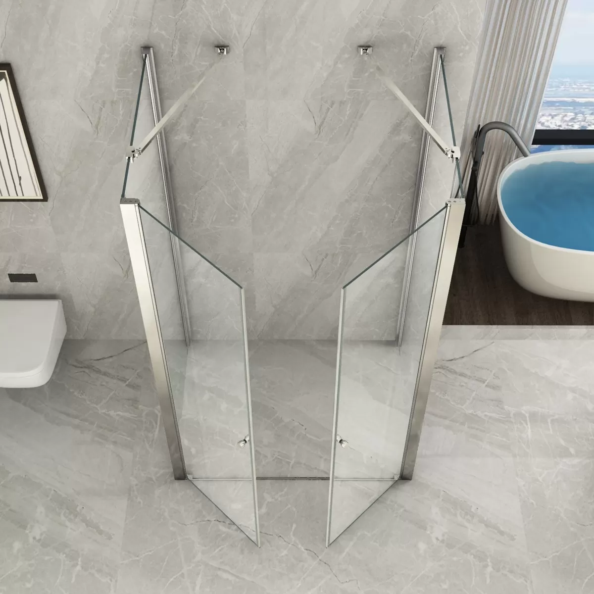 Box Doccia 3 lati Saloon apertura interna esterna Trasparente 8mm H195