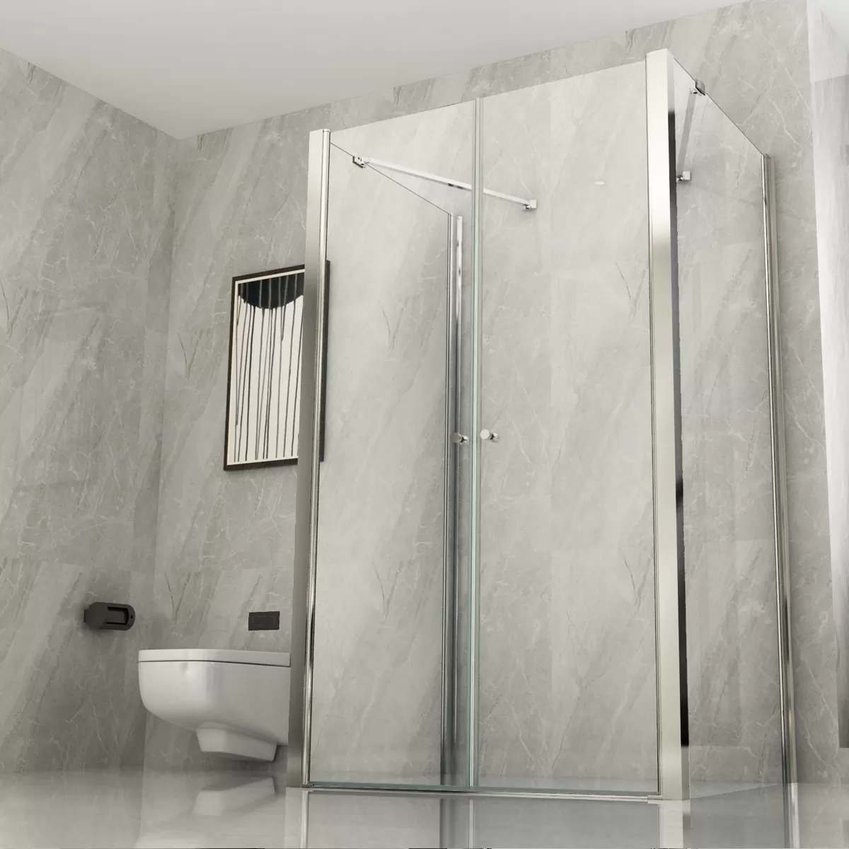 Box Doccia 3 lati Saloon apertura interna esterna Trasparente 8mm H195