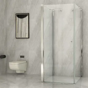Cabine de Douche 3 côtés Porte Battante Extérieure Transparente 8mm H195 magic