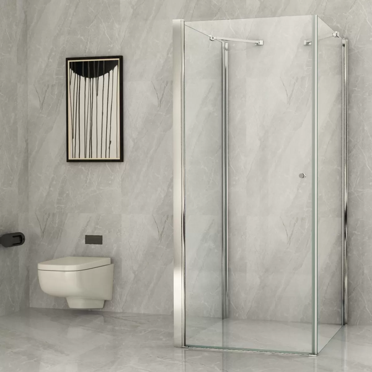 Cabine de Douche 3 côtés Porte Battante Extérieure Transparente 8mm H195 magic
