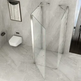 Box Doccia tre lati porta battente interna ed esterna con apertura torale vetro 8mm trasparente altezza 195cm Magic