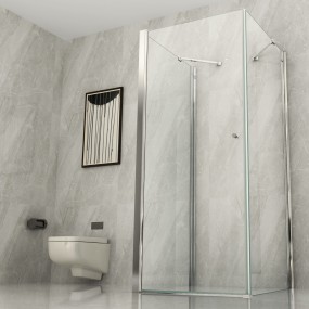 Duschabtrennung Aus Acryl 3-seitig – 80 X 120 X 80 Cm, Verkürzbar, Made In Italy, Mit PVC-Profilen Und Guazza-Effekt