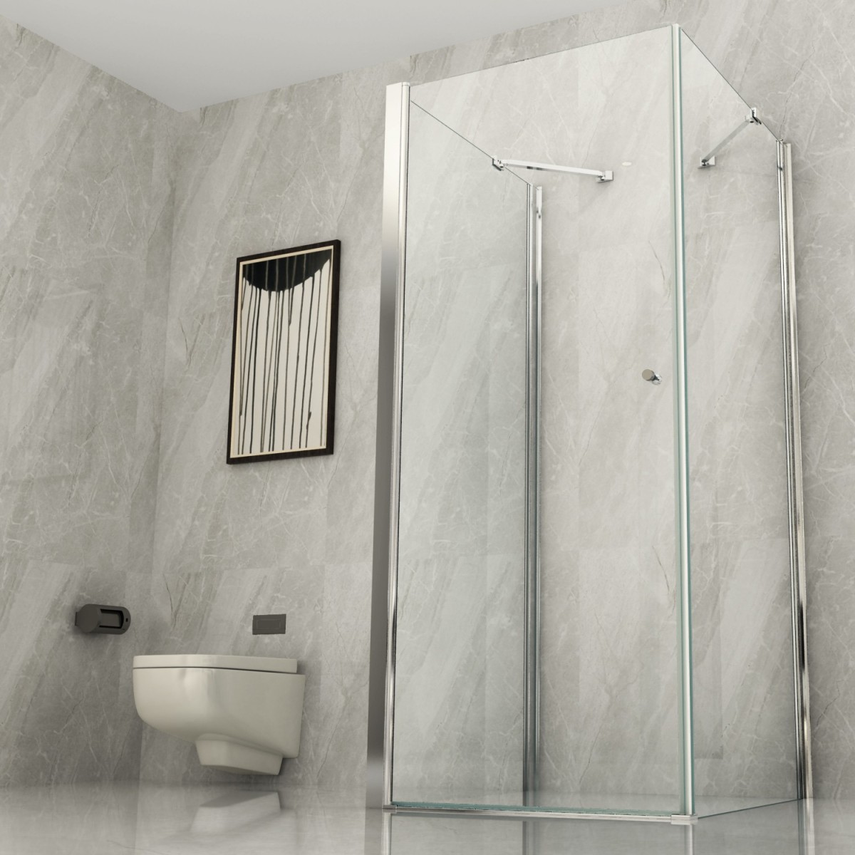 Kolors Trio Duschabtrennung 3-seitig – 80x120x80 Cm, Mattschwarzes PVC, 6 Mm Sicherheitsglas, Reduzierbar