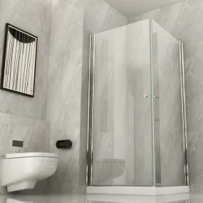 Box Doccia 2 lati a Dopppia Porta Battente interna ed esterna con apertura totale Cristallo 8mm Trasparente Altezza 195cm