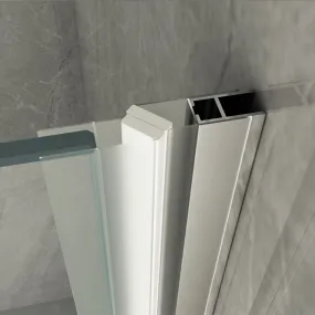Porta Doccia Battente interna ed esterna con apertura totale più un lato fisso in cristallo 8mm Trasparente Altezza 195cm