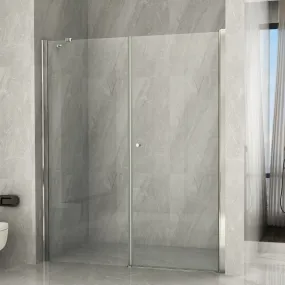 Innen- und Außenpendeltür für die Dusche mit vollständiger Öffnung plus einer festen Seite aus 8 mm transparentem Glas Höhe 195 