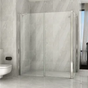 Cabine de douche 2 côtés porte battante transparente 8mm H195 MAGIC Maxi