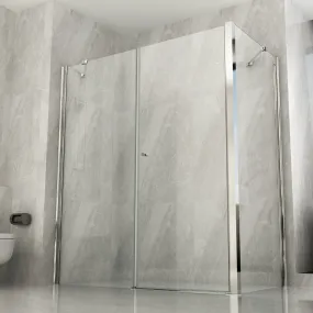 Box Doccia 2 lati porta Battente interna ed esterna  più due lati fissi 8mm Trasparente Altezza 195cm