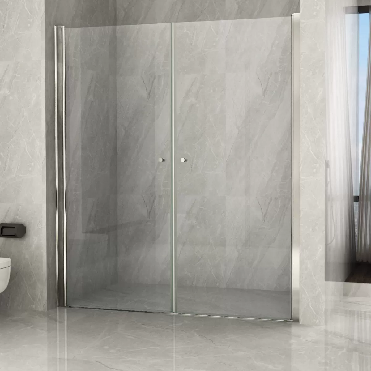 Double porte de douche battante extérieure transparente 8mm H195