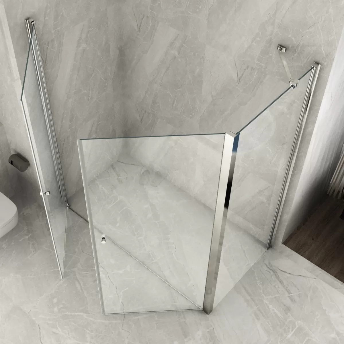 Box Doccia a doppia Porta Battente apertura interna ed esterna totale 8mm trasparente altezza195 Magic