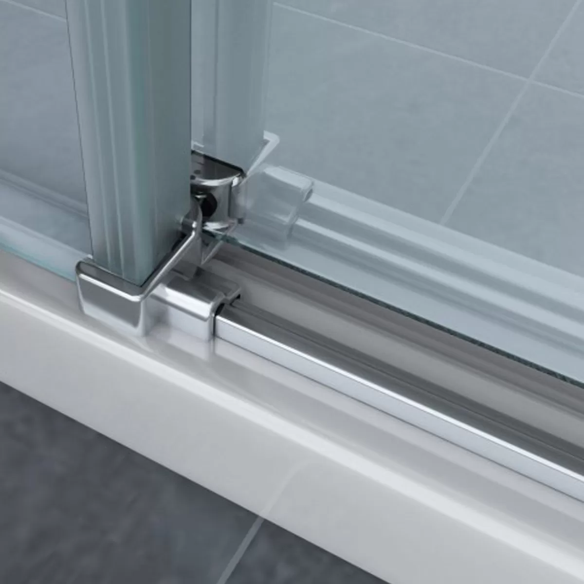Duschabtrennung 3 Seiten Schiebeöffnung ohne transparente Profile 8mm Höhe H 195cm