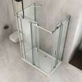Duschabtrennung 3 Seiten Schiebeöffnung ohne transparente Profile 8mm Höhe H 195cm