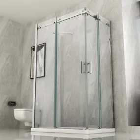 Box Doccia 3 lati apertura scorrevole senza profili  Trasparente 8mm altezza h 195cm