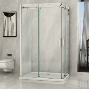 Cabine de douche 2 côtés double porte coulissante Transparent 8mm H195 Aurelia