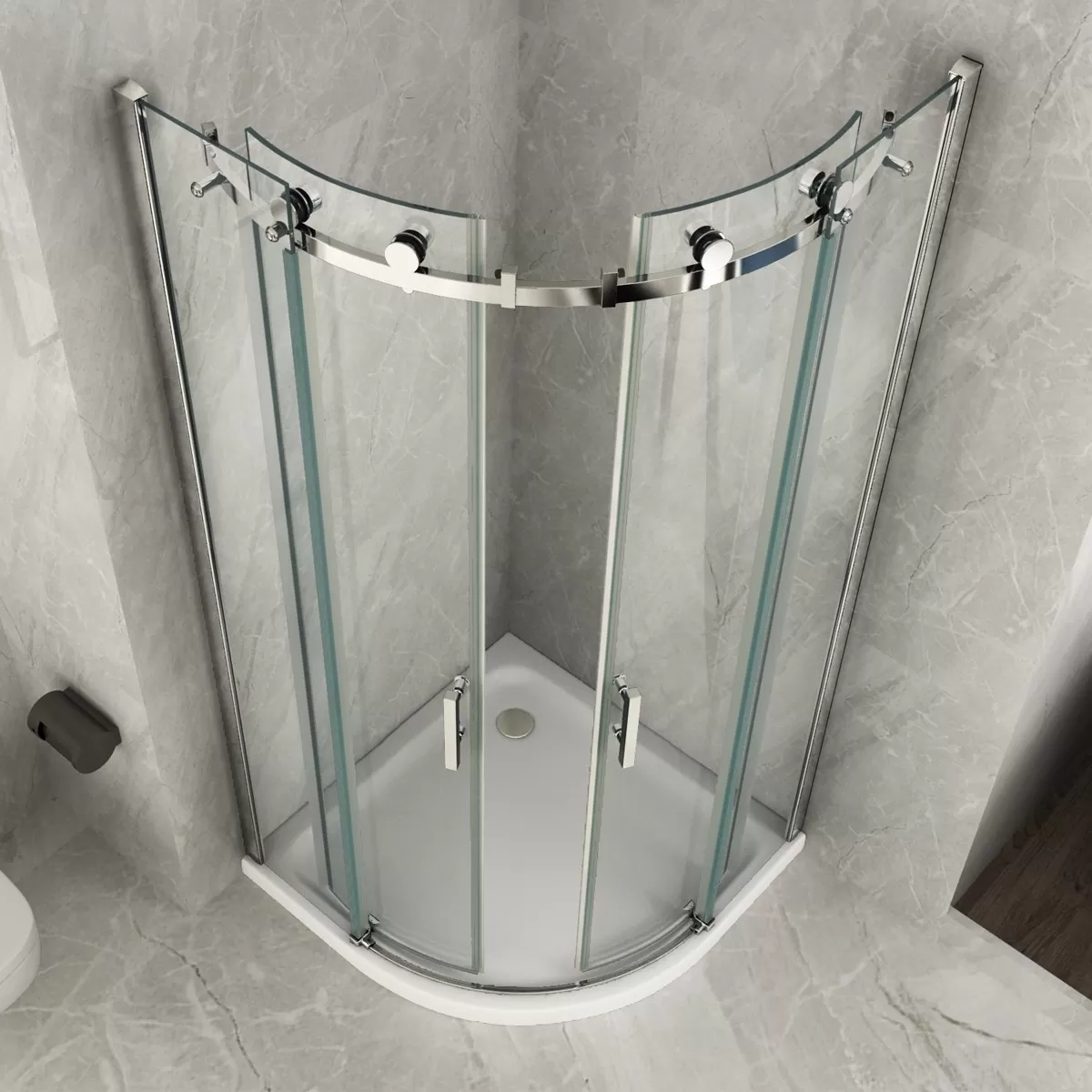 Cabine de Douche Semi-Circulaire Coulissante Transparente 8mm H195