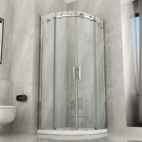 Cabine de douche semi-circulaire avec double porte coulissante Transparente 8mm H195 Perle