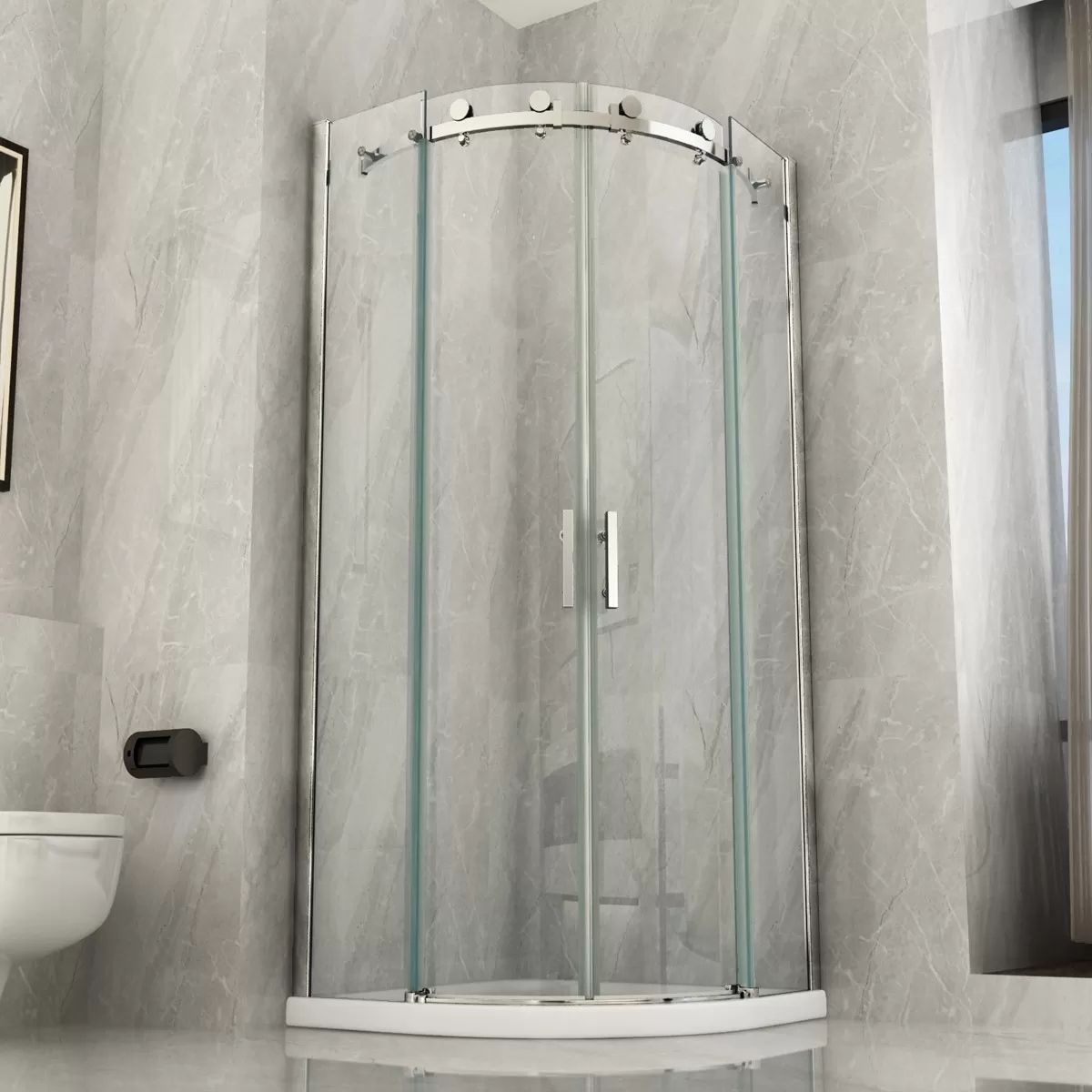 Cabine de Douche Semi-Circulaire Coulissante Transparente 8mm H195