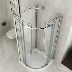 Halbrunde 3-seitige Duschkabine PEARL 8mm Kristall mit Schiebetür 80x80 - 90x90