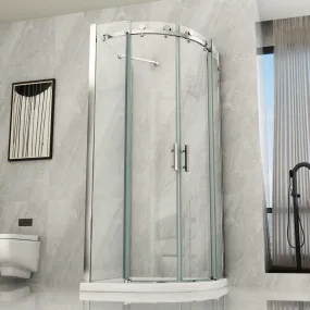 Box Doccia 3 lati semicircolare PEARL Cristallo 8mm con porta Scorrevole 80x80 - 90x90