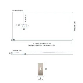 Duschwanne Mineralmarmo Steinoptik Nero DUBAI