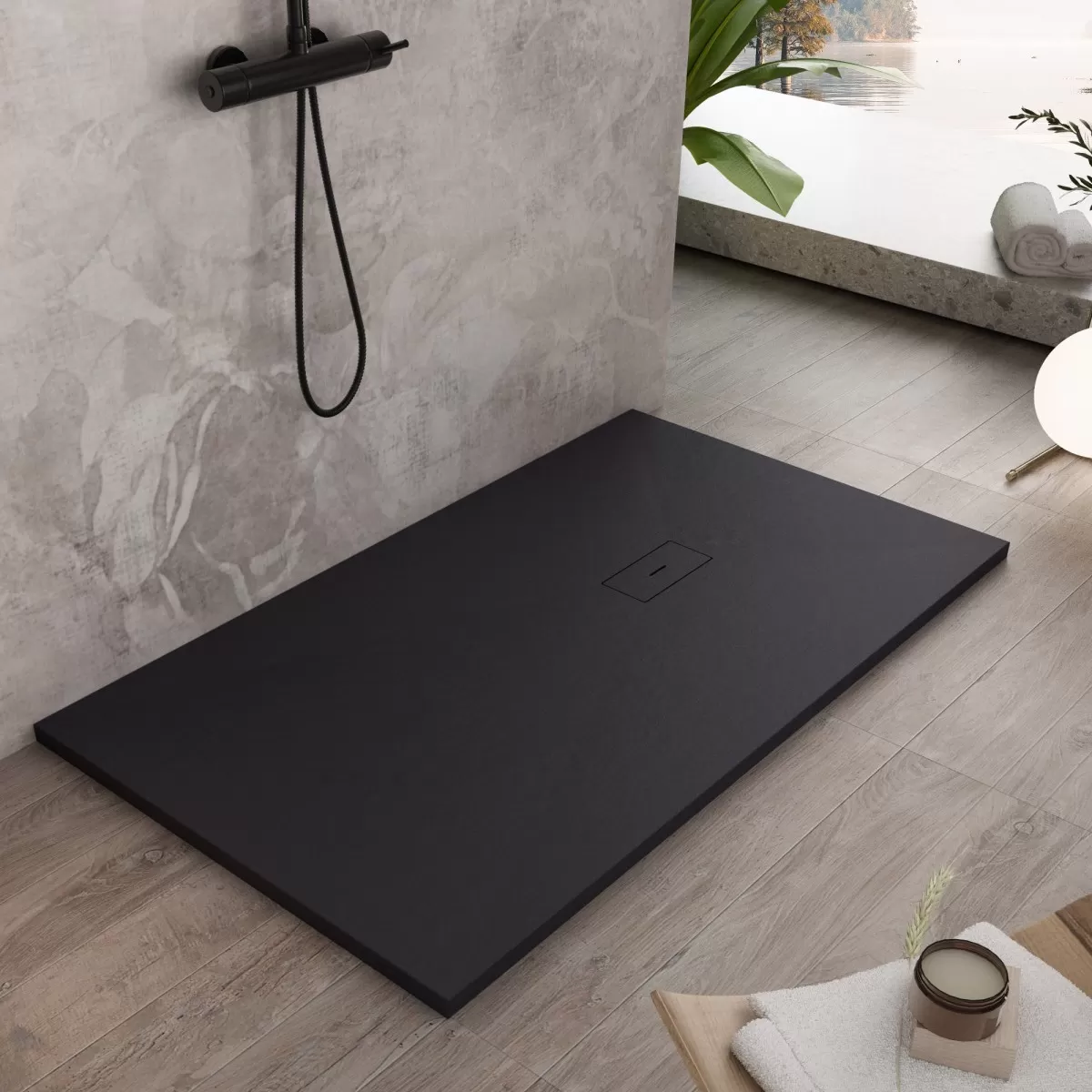 Piatto Doccia Mineralmarmo effetto pietra Nero DUBAI